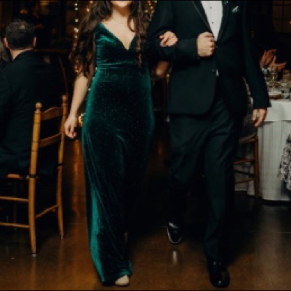 Emerald sparkle brides maid dress